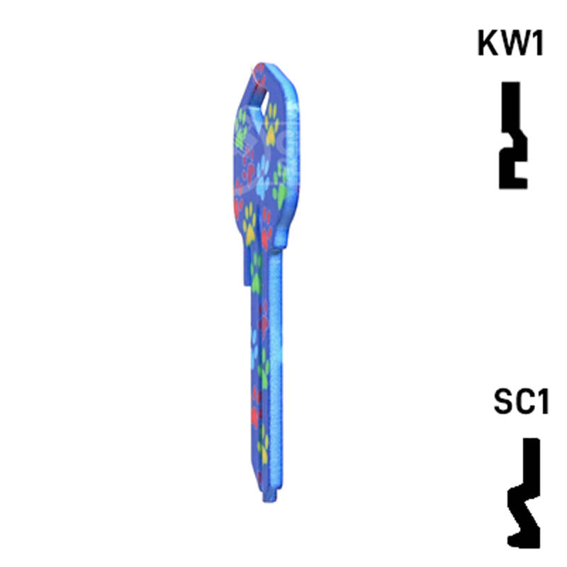Happy Keys- Paw Prints Key (Choose Keyway) Residential-Commercial Key Howard Keys