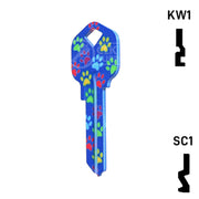 Happy Keys- Paw Prints Key (Choose Keyway) Residential-Commercial Key Howard Keys