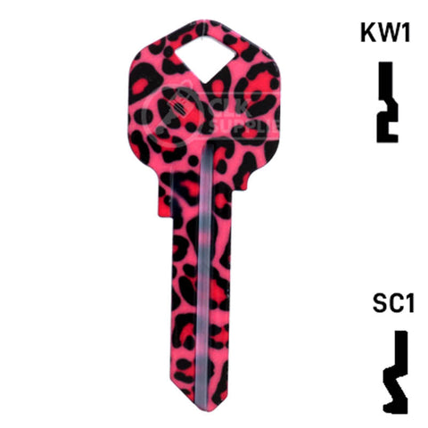 Happy Keys- Pink Leopard Print Key (Choose Keyway) Residential-Commercial Key Howard Keys