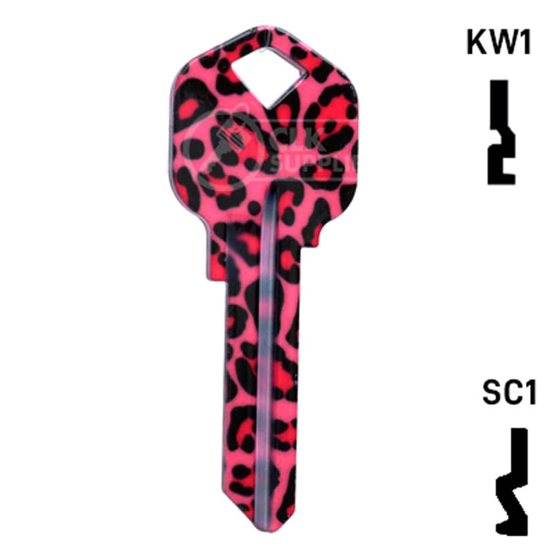 Happy Keys- Pink Leopard Print Key (Choose Keyway) Residential-Commercial Key Howard Keys