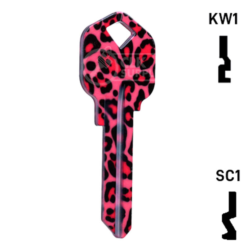 Happy Keys- Pink Leopard Print Key (Choose Keyway) Residential-Commercial Key Howard Keys