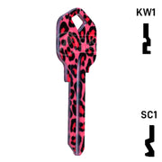 Happy Keys- Pink Leopard Print Key (Choose Keyway) Residential-Commercial Key Howard Keys