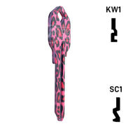 Happy Keys- Pink Leopard Print Key (Choose Keyway) Residential-Commercial Key Howard Keys