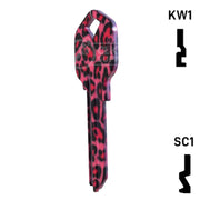 Happy Keys- Pink Leopard Print Key (Choose Keyway) Residential-Commercial Key Howard Keys