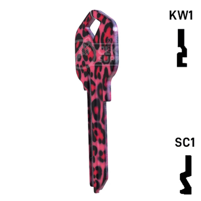 Happy Keys- Pink Leopard Print Key (Choose Keyway) Residential-Commercial Key Howard Keys