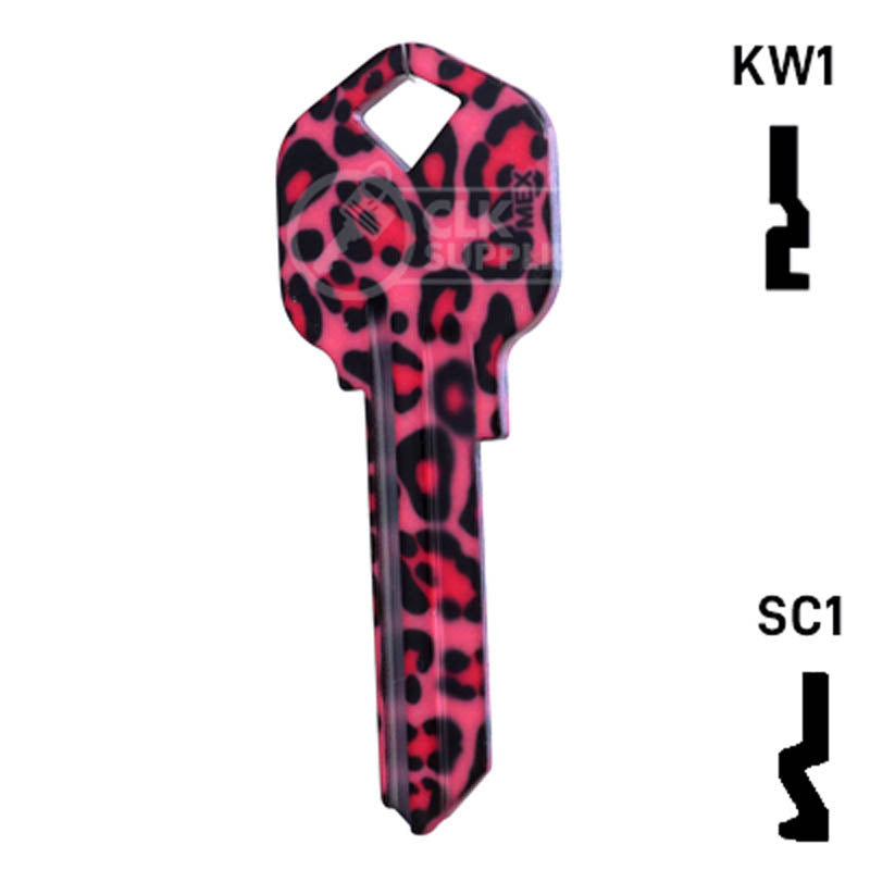 Happy Keys- Pink Leopard Print Key (Choose Keyway) Residential-Commercial Key Howard Keys