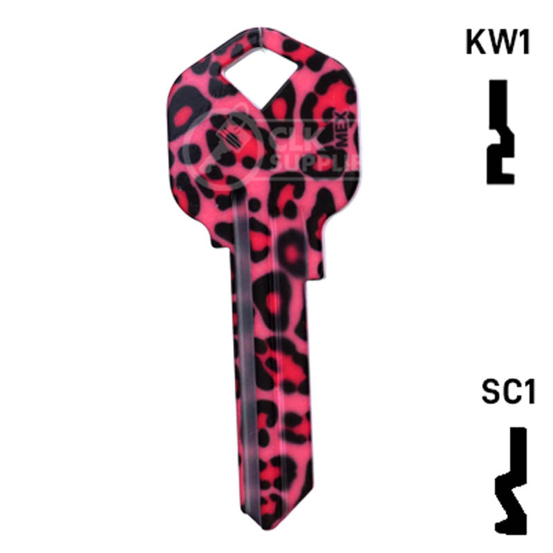 Happy Keys- Pink Leopard Print Key (Choose Keyway) Residential-Commercial Key Howard Keys