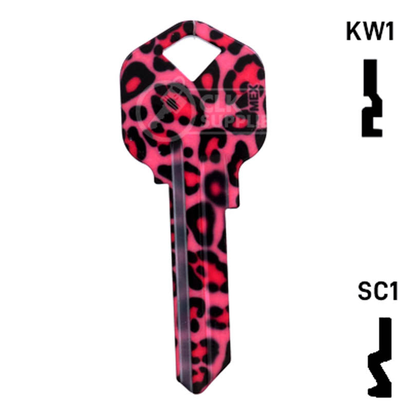 Happy Keys- Pink Leopard Print Key (Choose Keyway) Residential-Commercial Key Howard Keys