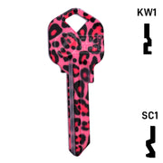 Happy Keys- Pink Leopard Print Key (Choose Keyway) Residential-Commercial Key Howard Keys