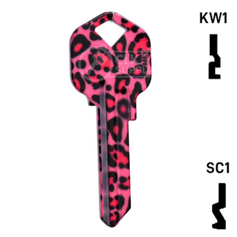 Happy Keys- Pink Leopard Print Key (Choose Keyway) Residential-Commercial Key Howard Keys
