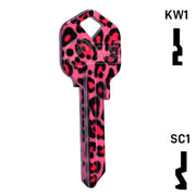 Happy Keys- Pink Leopard Print Key (Choose Keyway) Residential-Commercial Key Howard Keys