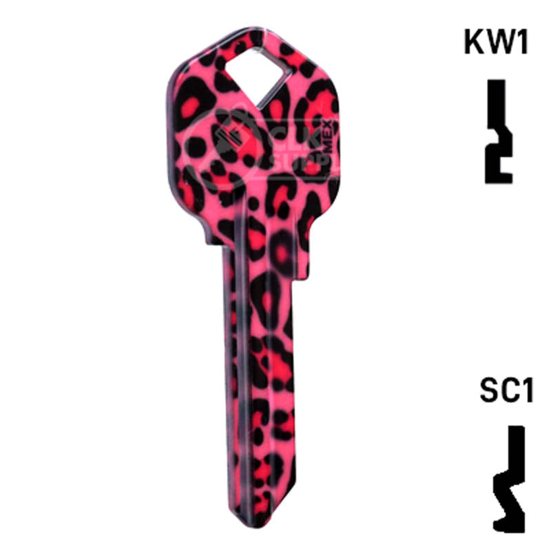 Happy Keys- Pink Leopard Print Key (Choose Keyway) Residential-Commercial Key Howard Keys