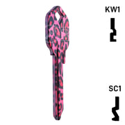 Happy Keys- Pink Leopard Print Key (Choose Keyway) Residential-Commercial Key Howard Keys
