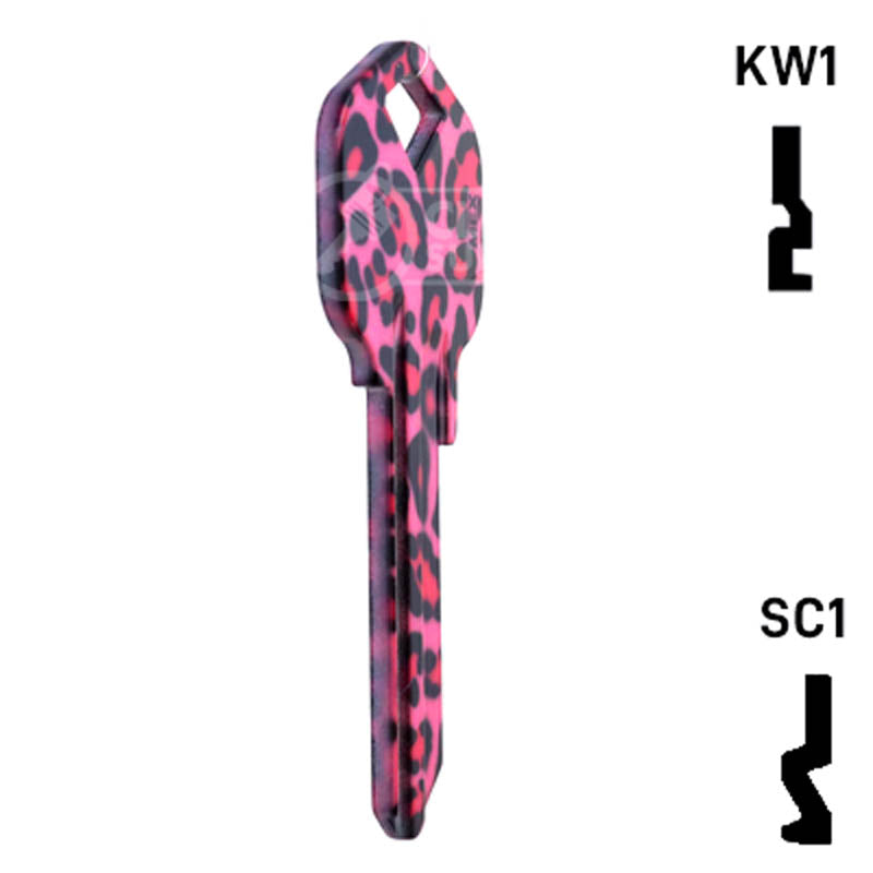 Happy Keys- Pink Leopard Print Key (Choose Keyway) Residential-Commercial Key Howard Keys