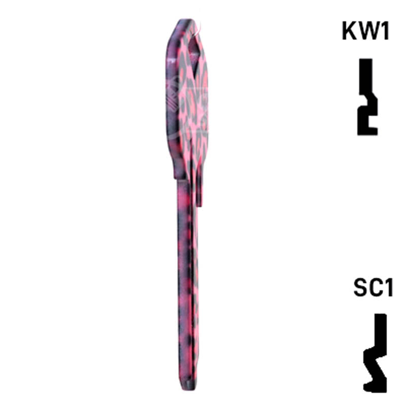 Happy Keys- Pink Leopard Print Key (Choose Keyway) Residential-Commercial Key Howard Keys