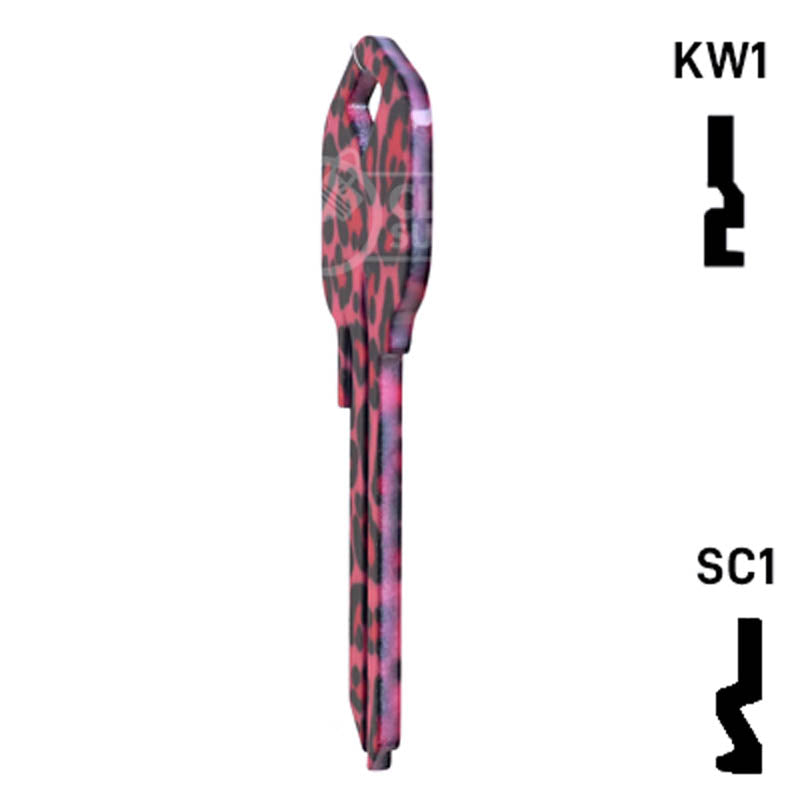Happy Keys- Pink Leopard Print Key (Choose Keyway) Residential-Commercial Key Howard Keys