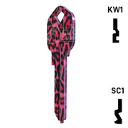 Happy Keys- Pink Leopard Print Key (Choose Keyway) Residential-Commercial Key Howard Keys