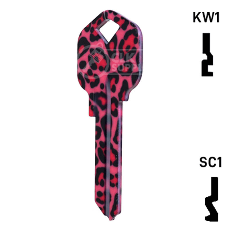 Happy Keys- Pink Leopard Print Key (Choose Keyway) Residential-Commercial Key Howard Keys