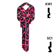 Happy Keys- Pink Leopard Print Key (Choose Keyway) Residential-Commercial Key Howard Keys