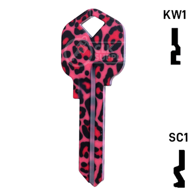 Happy Keys- Pink Leopard Print Key (Choose Keyway) Residential-Commercial Key Howard Keys