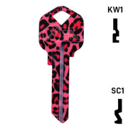 Happy Keys- Pink Leopard Print Key (Choose Keyway) Residential-Commercial Key Howard Keys