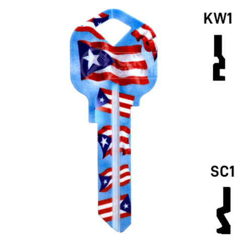 Happy Keys- Puerto Rican Flag Key (Choose Keyway) Residential-Commercial Key Howard Keys