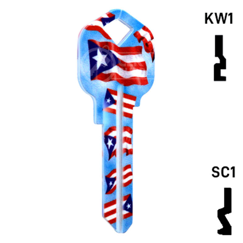 Happy Keys- Puerto Rican Flag Key (Choose Keyway) Residential-Commercial Key Howard Keys