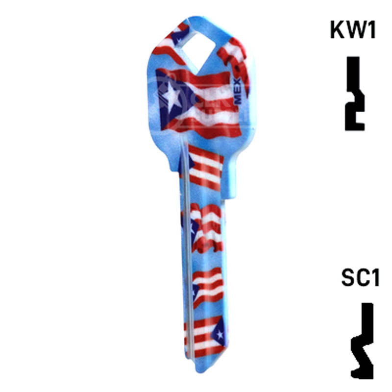 Happy Keys- Puerto Rican Flag Key (Choose Keyway) Residential-Commercial Key Howard Keys