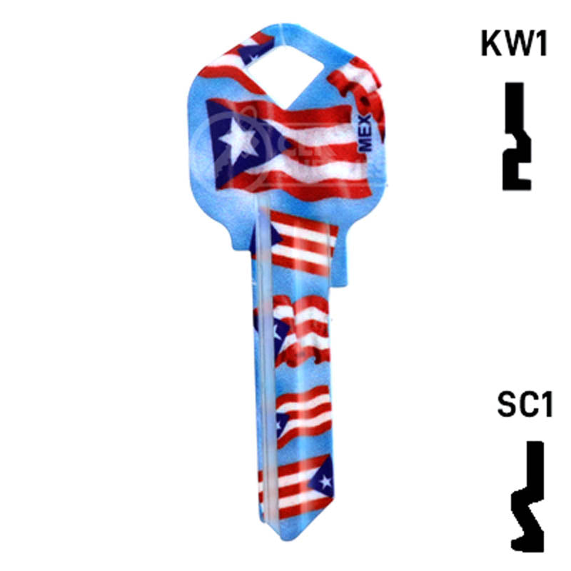 Happy Keys- Puerto Rican Flag Key (Choose Keyway) Residential-Commercial Key Howard Keys