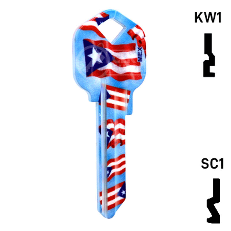 Happy Keys- Puerto Rican Flag Key (Choose Keyway) Residential-Commercial Key Howard Keys