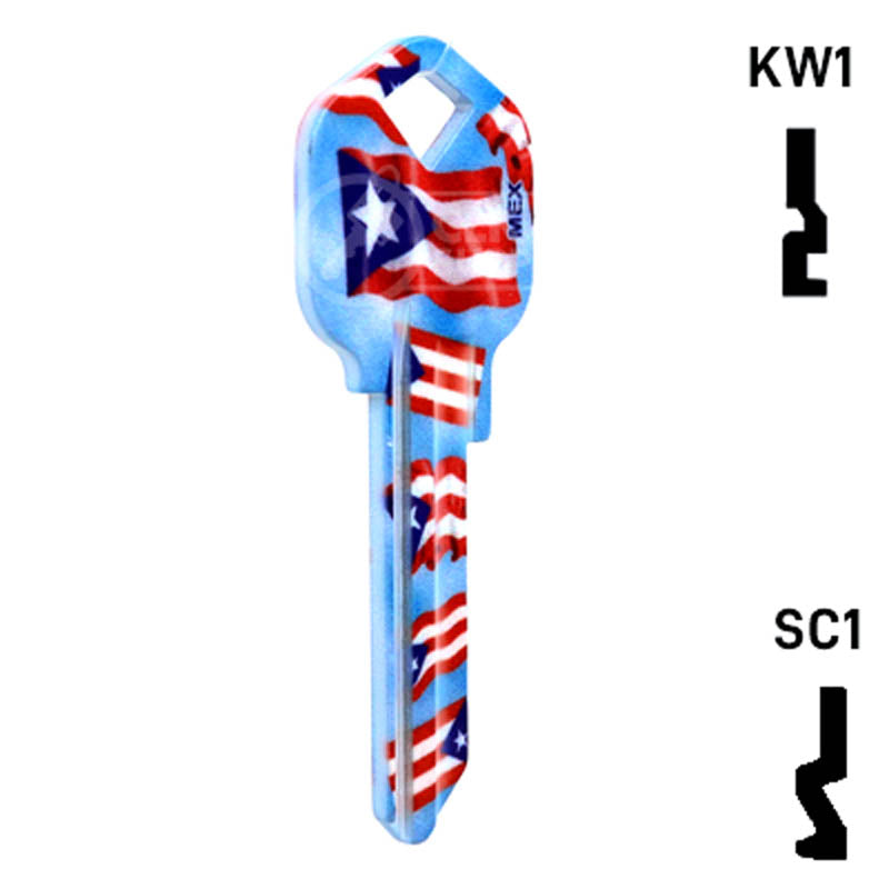 Happy Keys- Puerto Rican Flag Key (Choose Keyway) Residential-Commercial Key Howard Keys