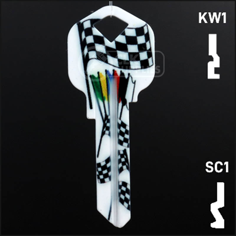 Happy Keys- Racing Flags Key (Choose Keyway) Residential-Commercial Key Howard Keys