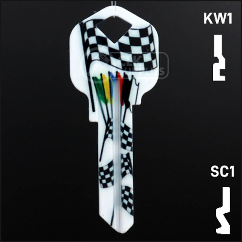 Happy Keys- Racing Flags Key (Choose Keyway) Residential-Commercial Key Howard Keys