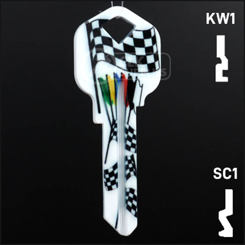 Happy Keys- Racing Flags Key (Choose Keyway) Residential-Commercial Key Howard Keys