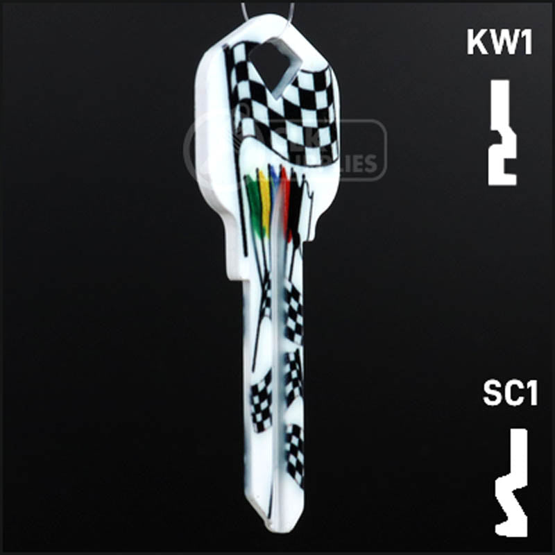 Happy Keys- Racing Flags Key (Choose Keyway) Residential-Commercial Key Howard Keys