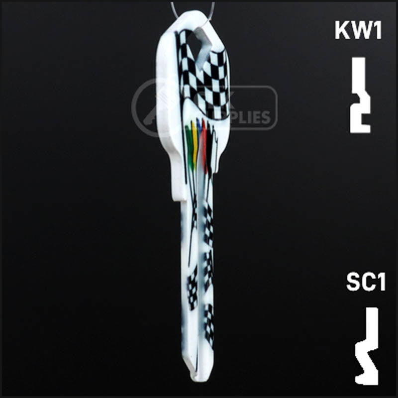 Happy Keys- Racing Flags Key (Choose Keyway) Residential-Commercial Key Howard Keys