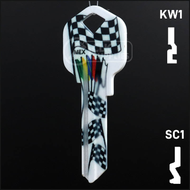 Happy Keys- Racing Flags Key (Choose Keyway) Residential-Commercial Key Howard Keys