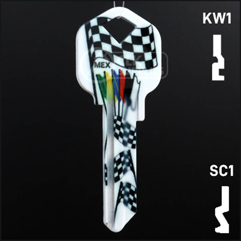 Happy Keys- Racing Flags Key (Choose Keyway) Residential-Commercial Key Howard Keys