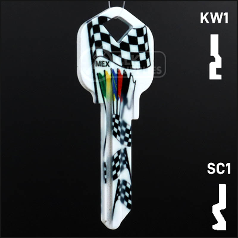 Happy Keys- Racing Flags Key (Choose Keyway) Residential-Commercial Key Howard Keys