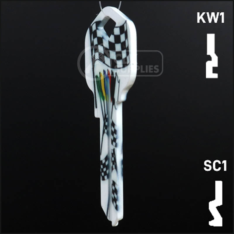Happy Keys- Racing Flags Key (Choose Keyway) Residential-Commercial Key Howard Keys