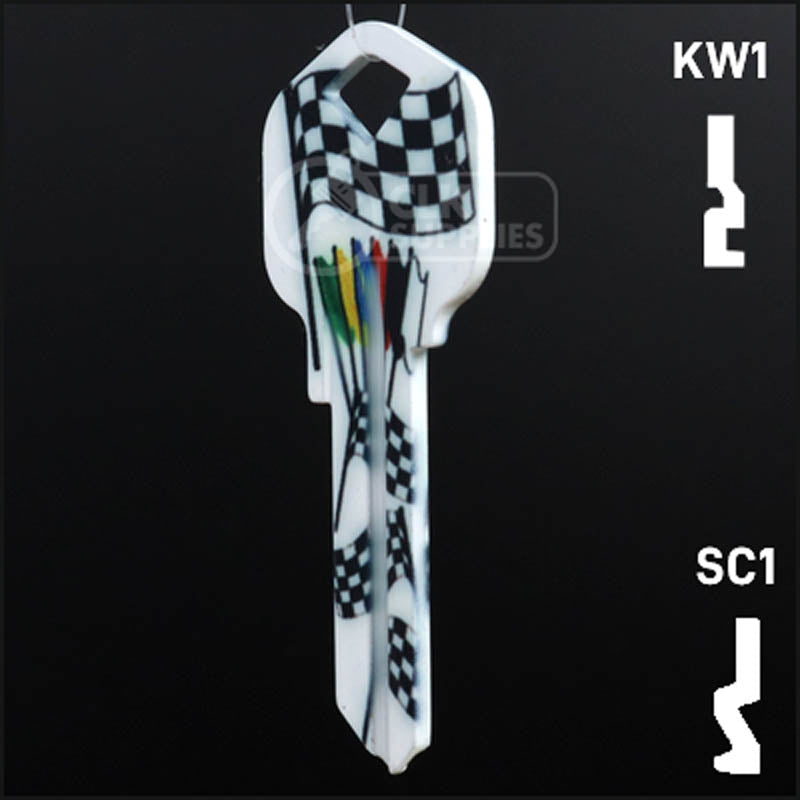 Happy Keys- Racing Flags Key (Choose Keyway) Residential-Commercial Key Howard Keys