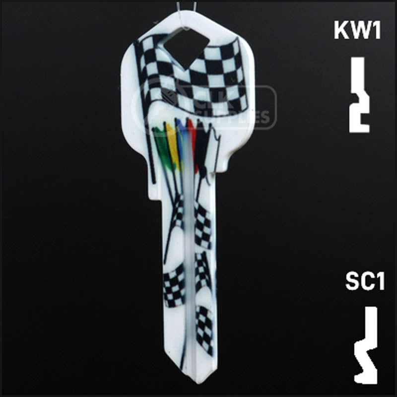 Happy Keys- Racing Flags Key (Choose Keyway) Residential-Commercial Key Howard Keys
