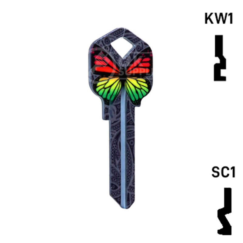 Happy Keys- Rainbow Butterfly Key (Choose Keyway) Residential-Commercial Key Howard Keys