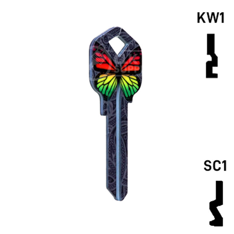 Happy Keys- Rainbow Butterfly Key (Choose Keyway) Residential-Commercial Key Howard Keys