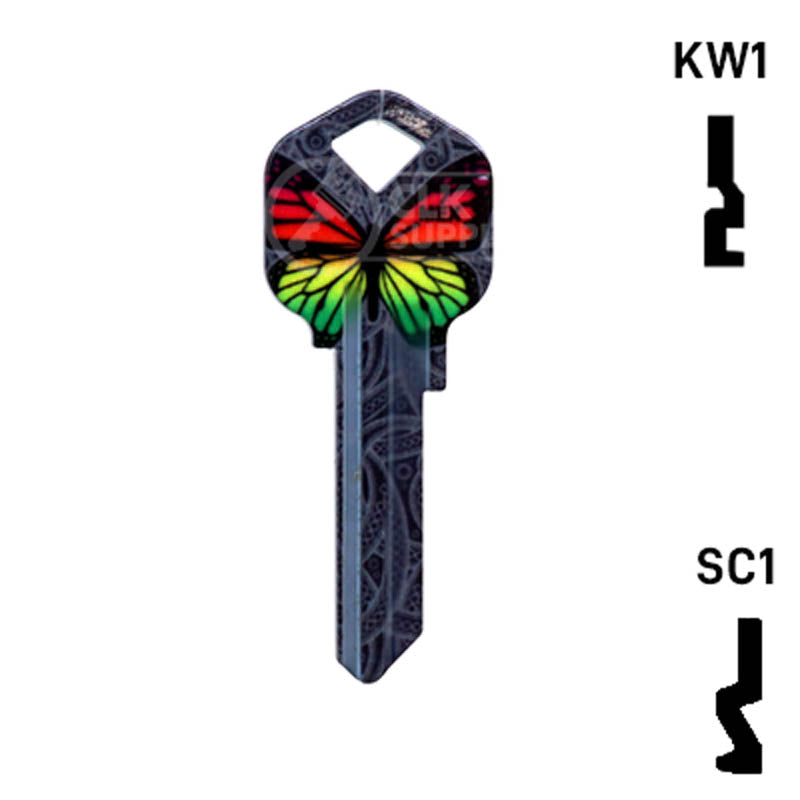 Happy Keys- Rainbow Butterfly Key (Choose Keyway) Residential-Commercial Key Howard Keys