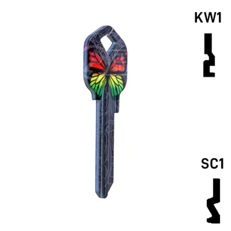 Happy Keys- Rainbow Butterfly Key (Choose Keyway) Residential-Commercial Key Howard Keys