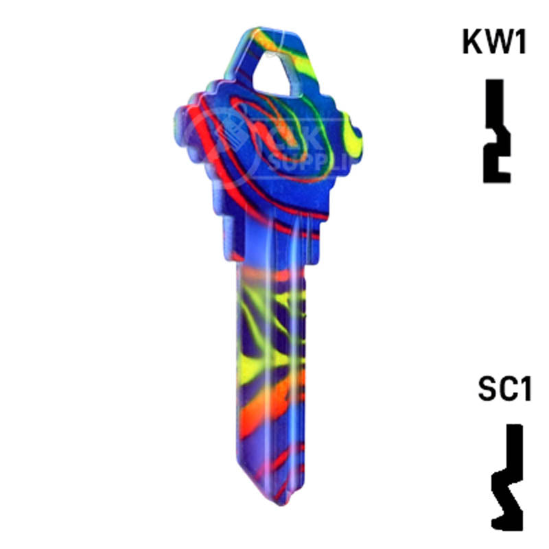 Happy Keys- Rainbow Swirl Key (Choose Keyway) Residential-Commercial Key Howard Keys