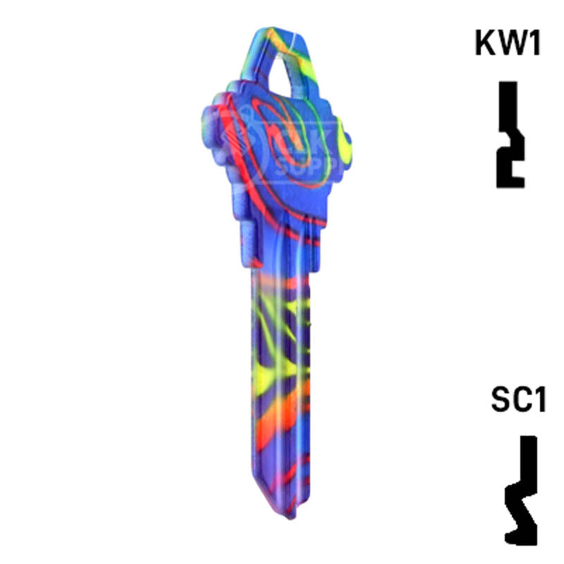 Happy Keys- Rainbow Swirl Key (Choose Keyway) Residential-Commercial Key Howard Keys