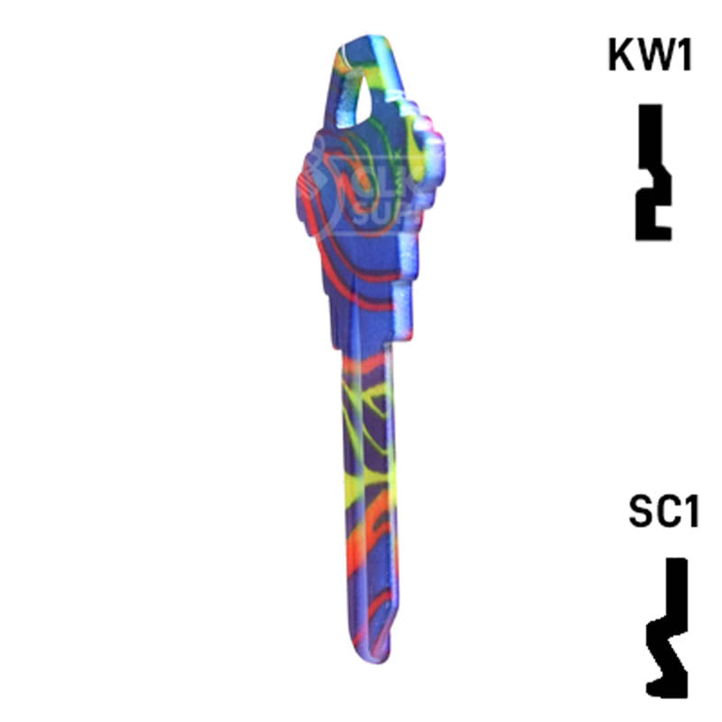 Happy Keys- Rainbow Swirl Key (Choose Keyway) Residential-Commercial Key Howard Keys