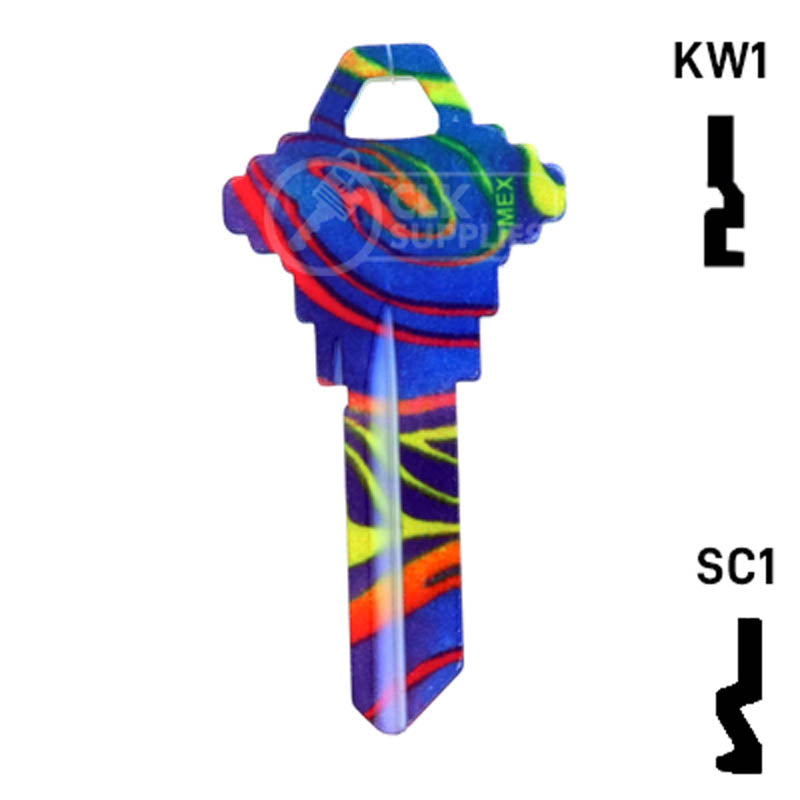 Happy Keys- Rainbow Swirl Key (Choose Keyway) Residential-Commercial Key Howard Keys